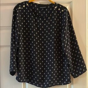 Nautica Black Anchor Pattern Blouse
